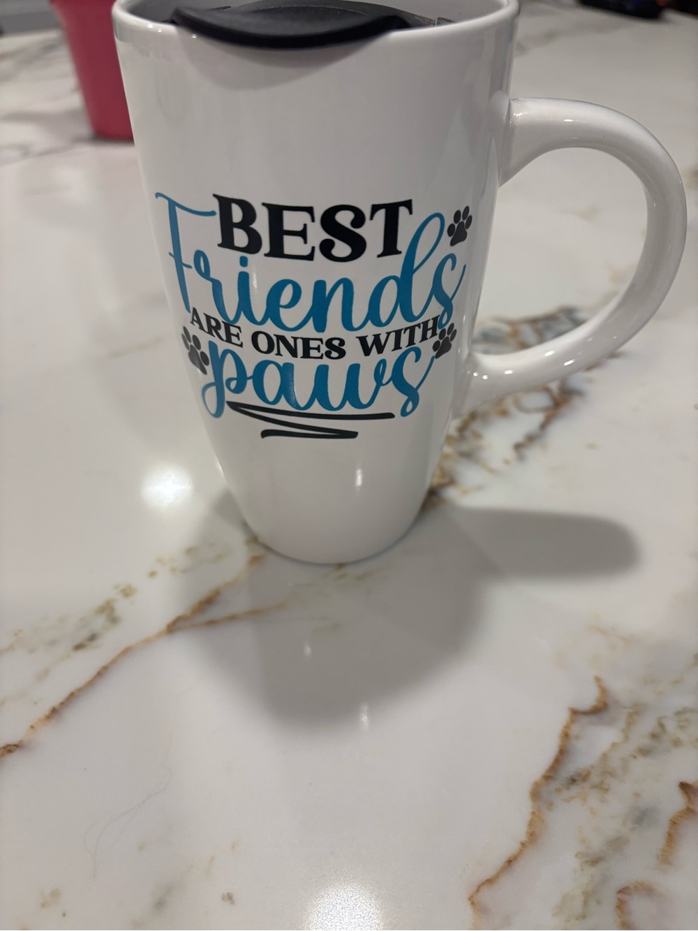 Best Friends Are Ones With Paws Ceramic Dog Lover Mug - White/Blue